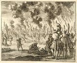 Historische Abbildung vom Feuertod von 80 Waldensern
